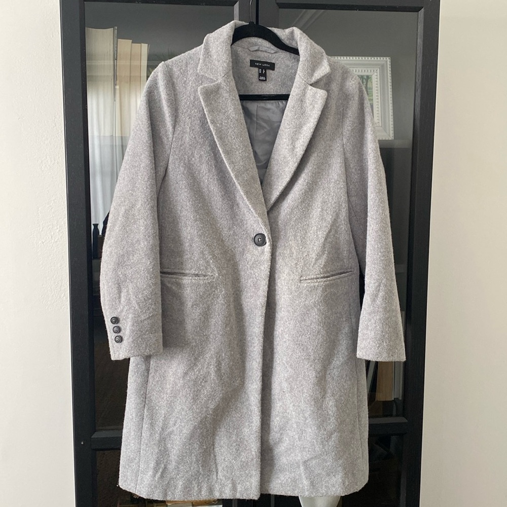 New Look Formal Lined Button Front Coat in Gray